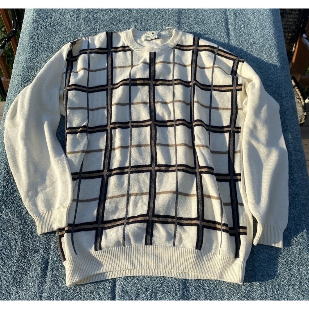 John Ashford Golf Men's Size Large Square Cotton Vintage Pullover Sweater